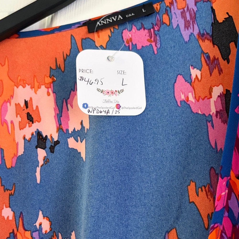 Colorful Abstract Print Wrap Dress - Picture 7 of 7